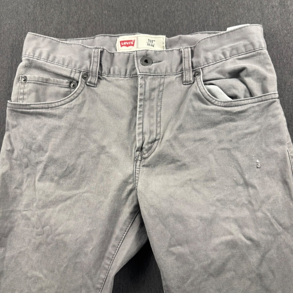 Levis 511 Slim Grey Pants Mens 28x28 Grey Wash Casual Denim Jeans 16REG - Picture 6 of 11